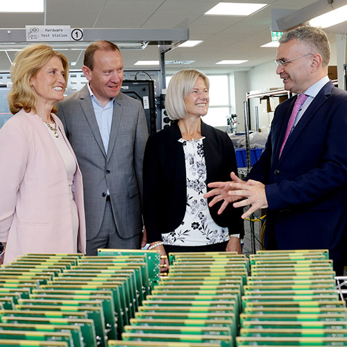 Mary Buckley, Executive Director IDA Ireland, Declan Carew, Managing Director Westermo Ireland, Jenny Sjödahl, Westermo CEO and Minister for Trade Promotion, Digital and Company regulation, Dara Calleary TD during the Westermo Ireland formal opening on September 7th, 2023.